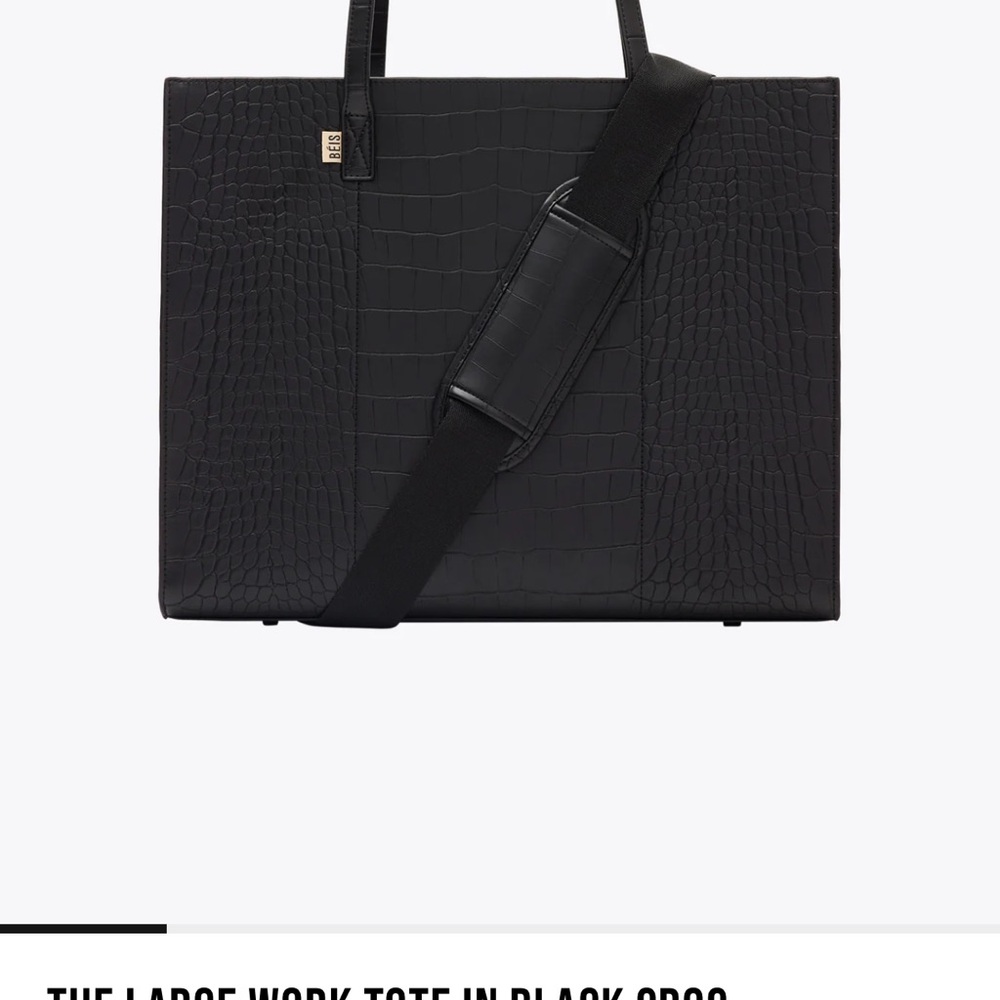 BEIS THE LARGE WORK TOTE IN BLACK CROC - GREAT CONDITION